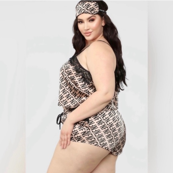 FASHION NOVA Pajama 3 Piece Set Satin Cami & Shorts Plus Size 3X fits 22/24 NWT - Picture 2 of 6